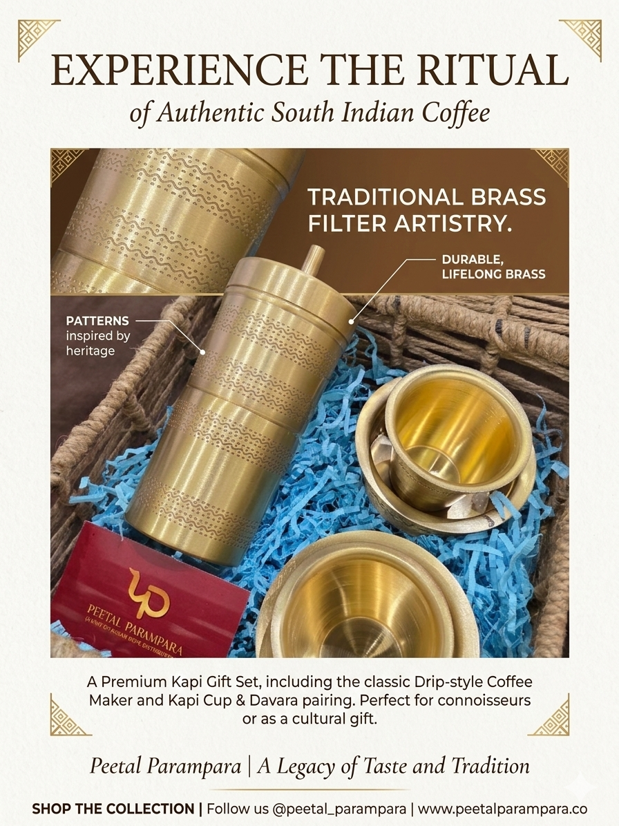 Brass Coffee Filter and Cups Set