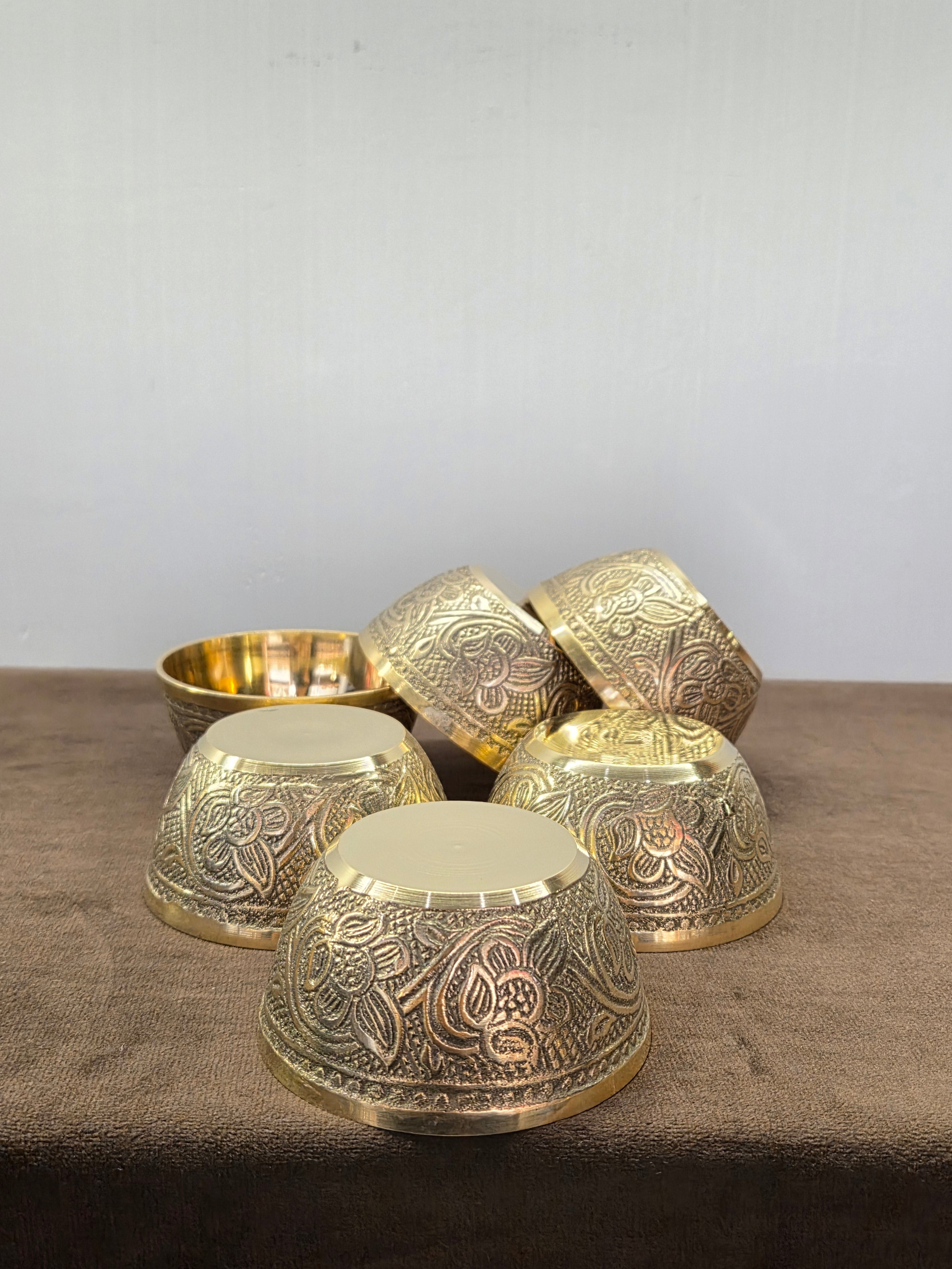 Brass Katori (Engraved - Set of 6)