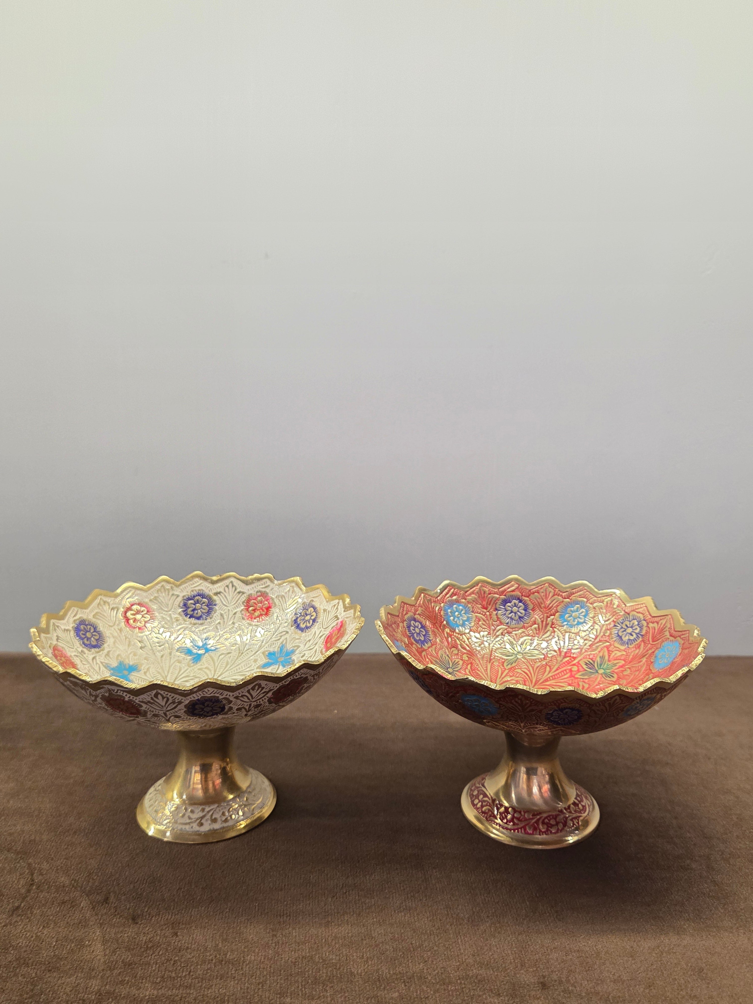 Brass Hand painted bowls (Set of 2)