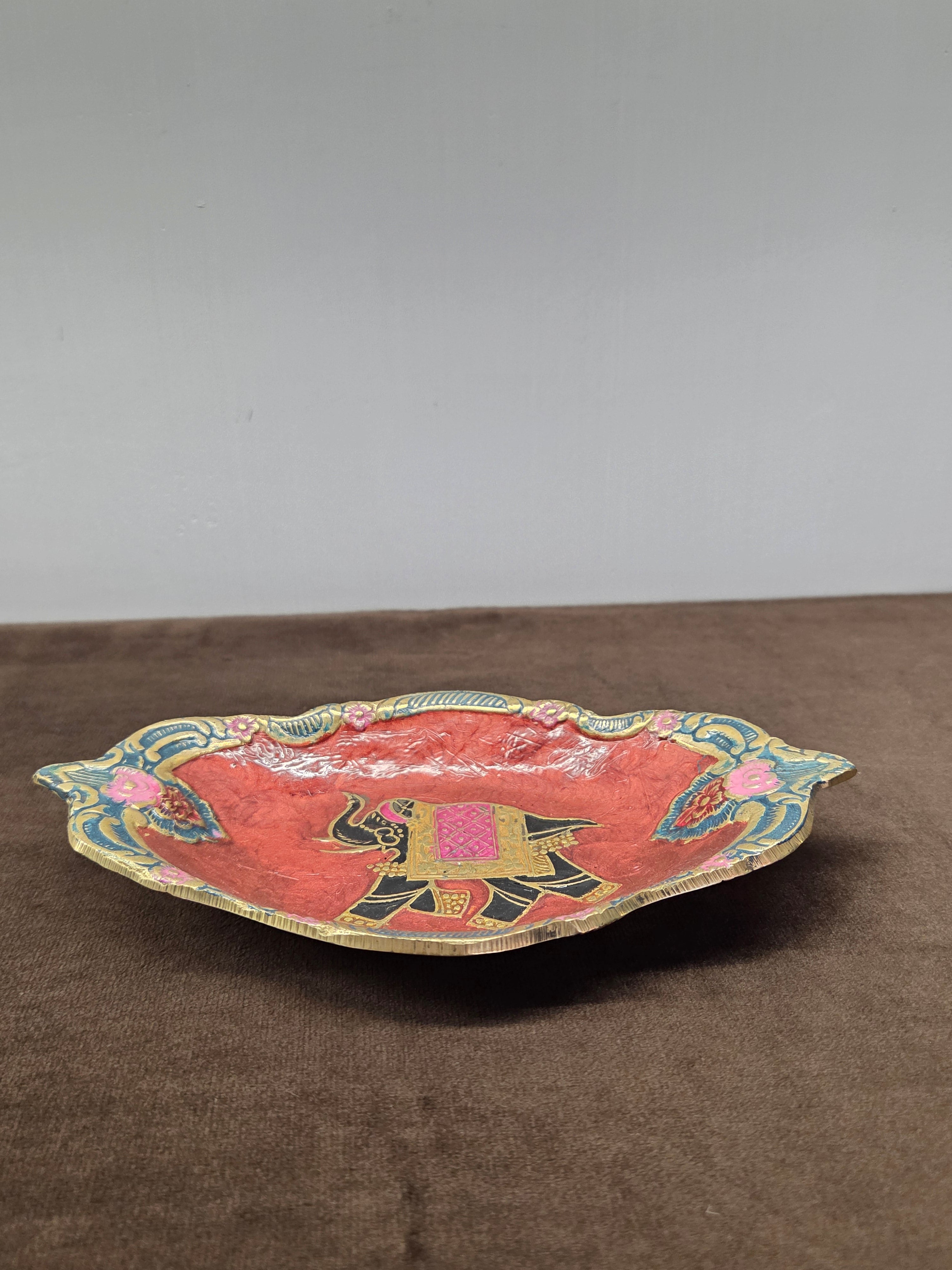 Brass Hand painted table top Plate