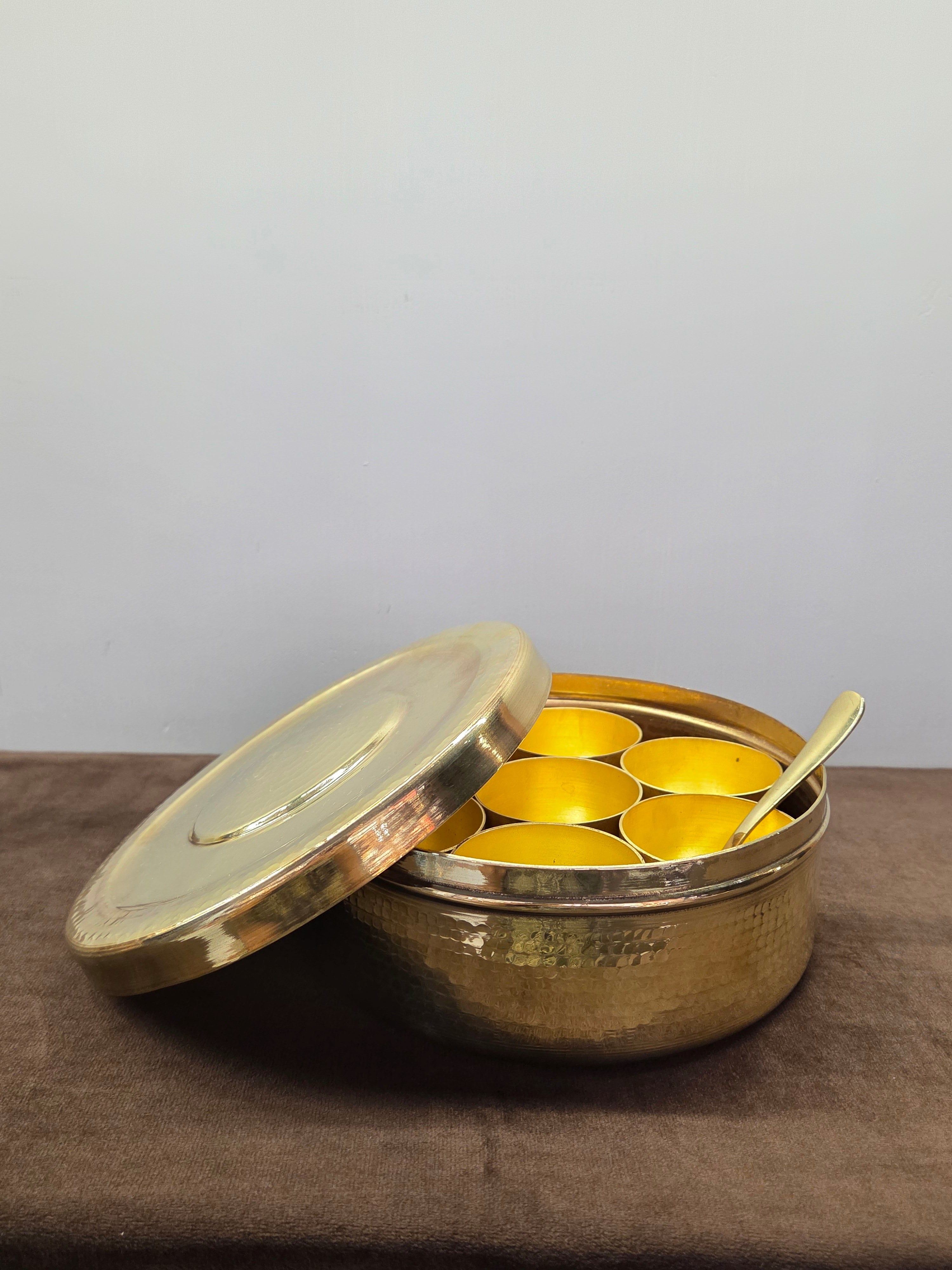 Brass Hand hammered Masala dabba