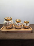 Brass Hand Painted Lota Set (Set of 3 With Tray)
