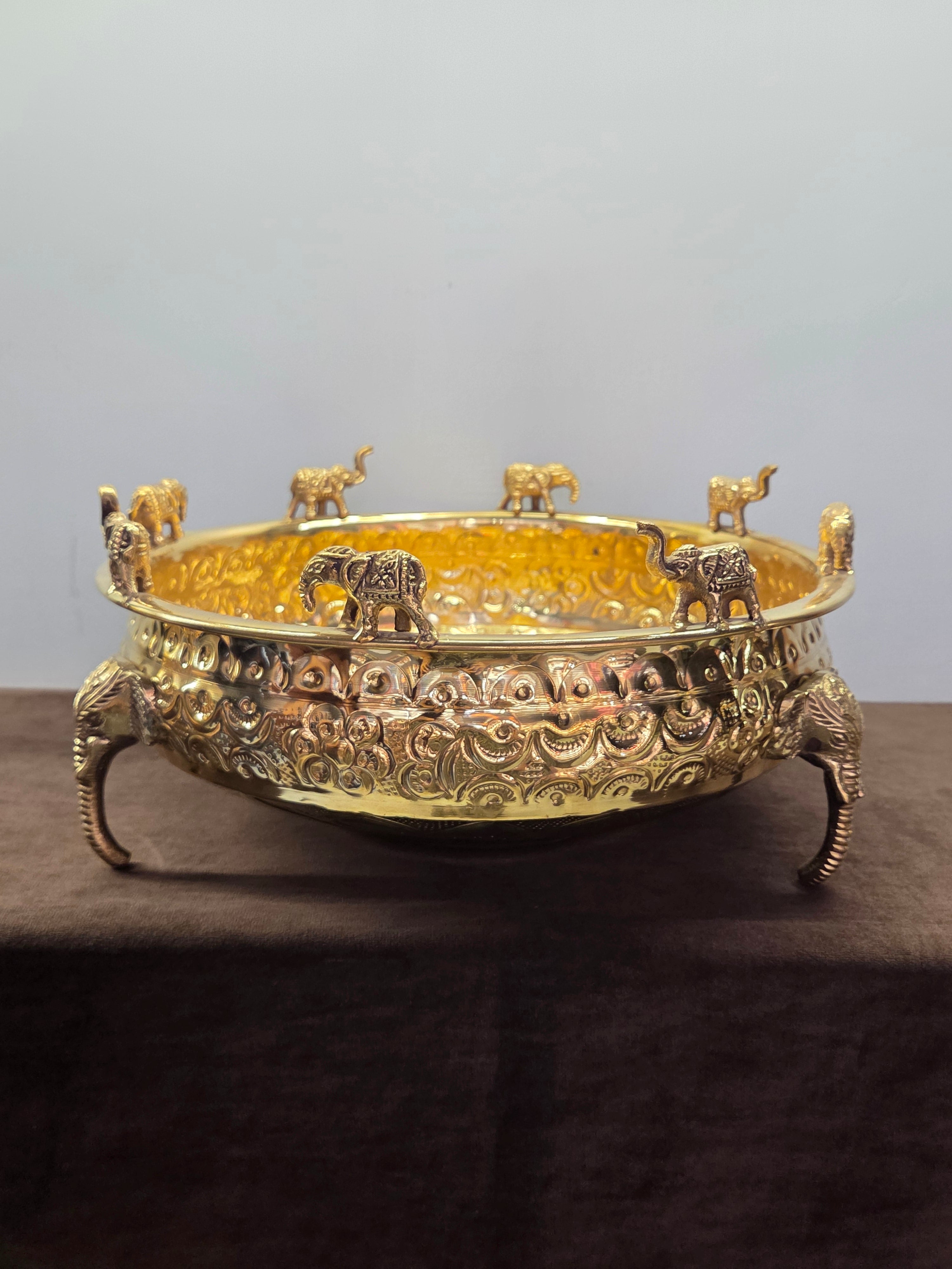 Brass Urli with Elephant design