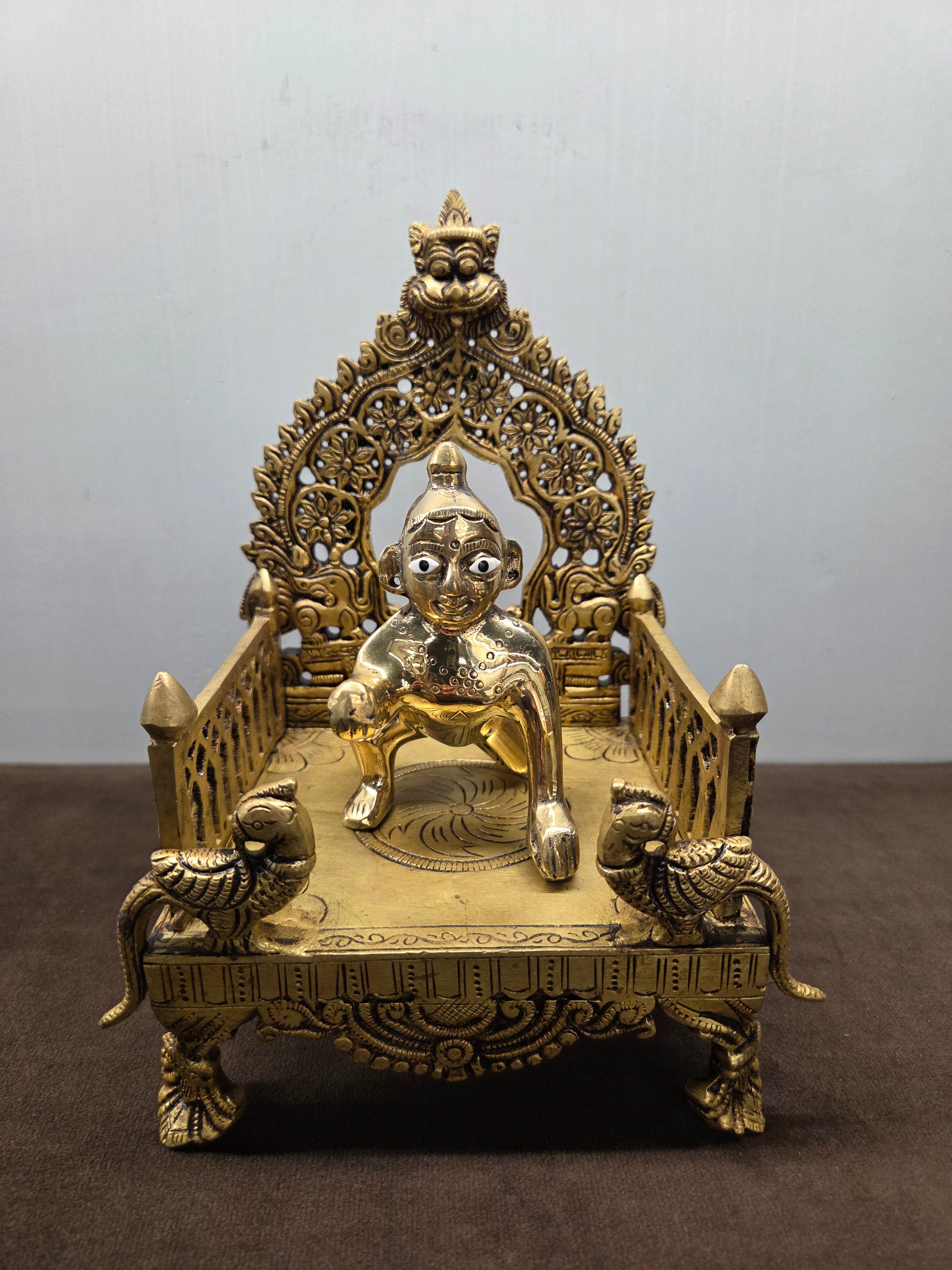 Laddu Gopal with Singhasan (Brass - Idol)