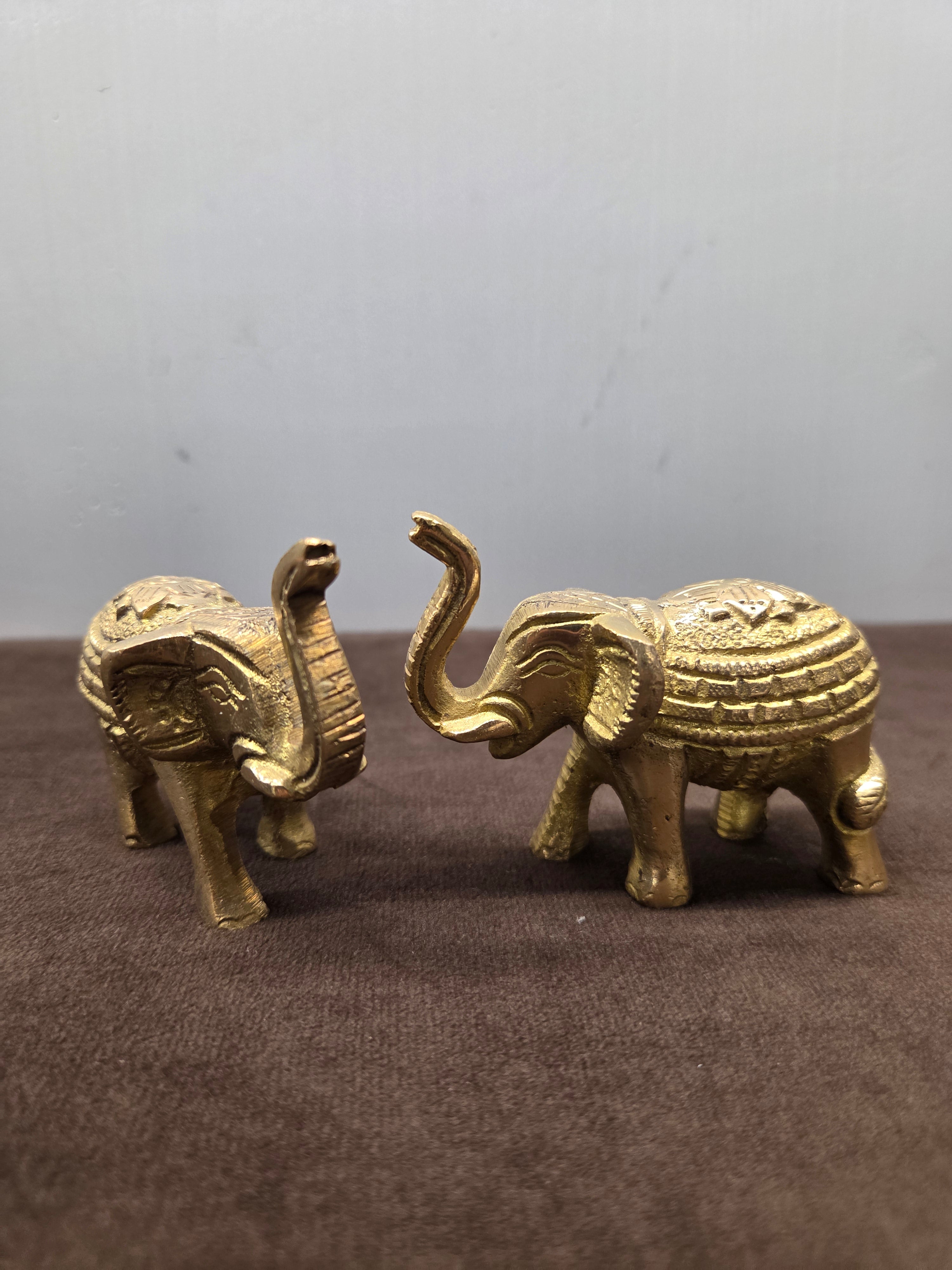Brass Elephants (Engraved - Set of 2)