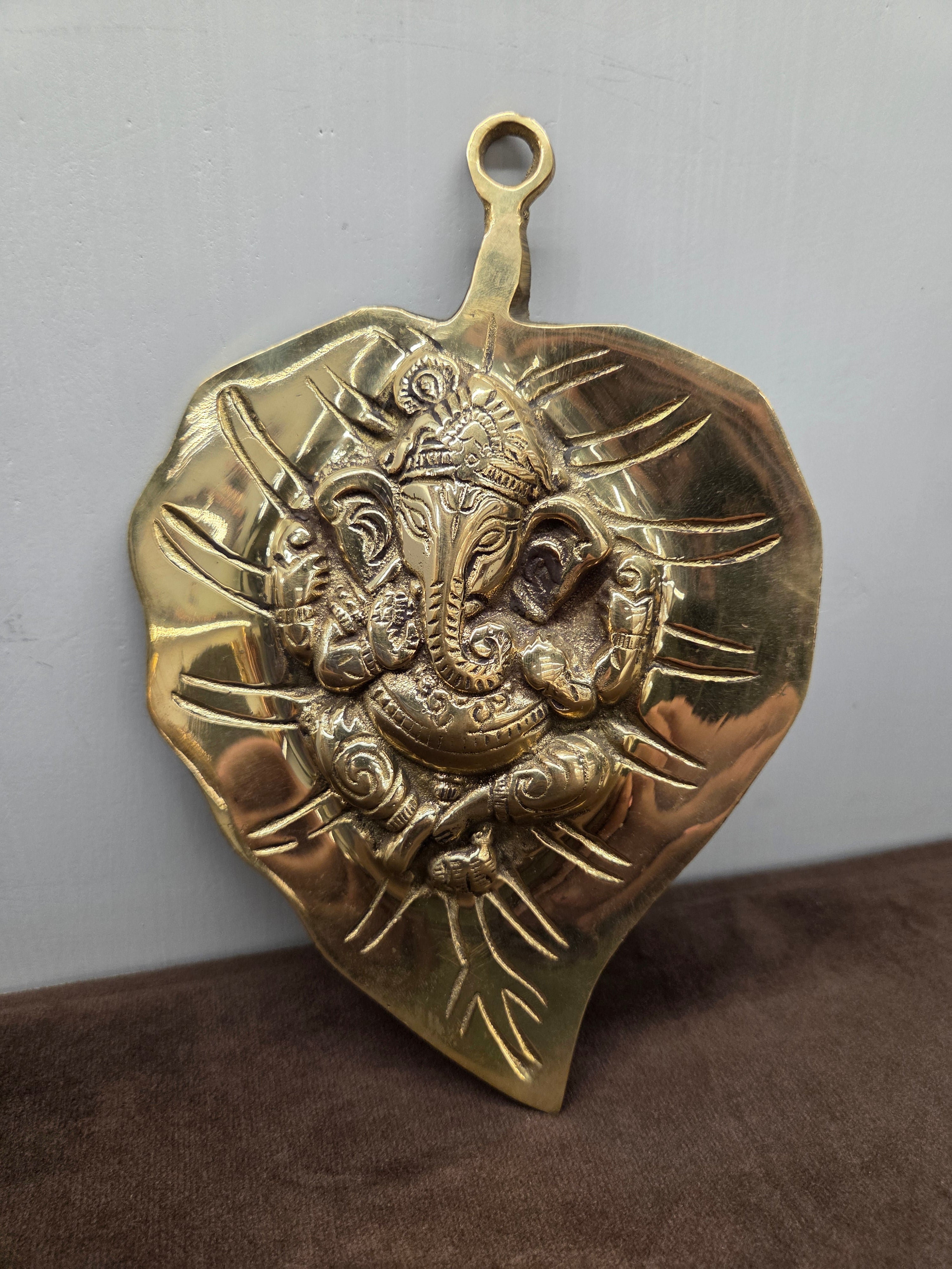Brass Ganesha on Leaf