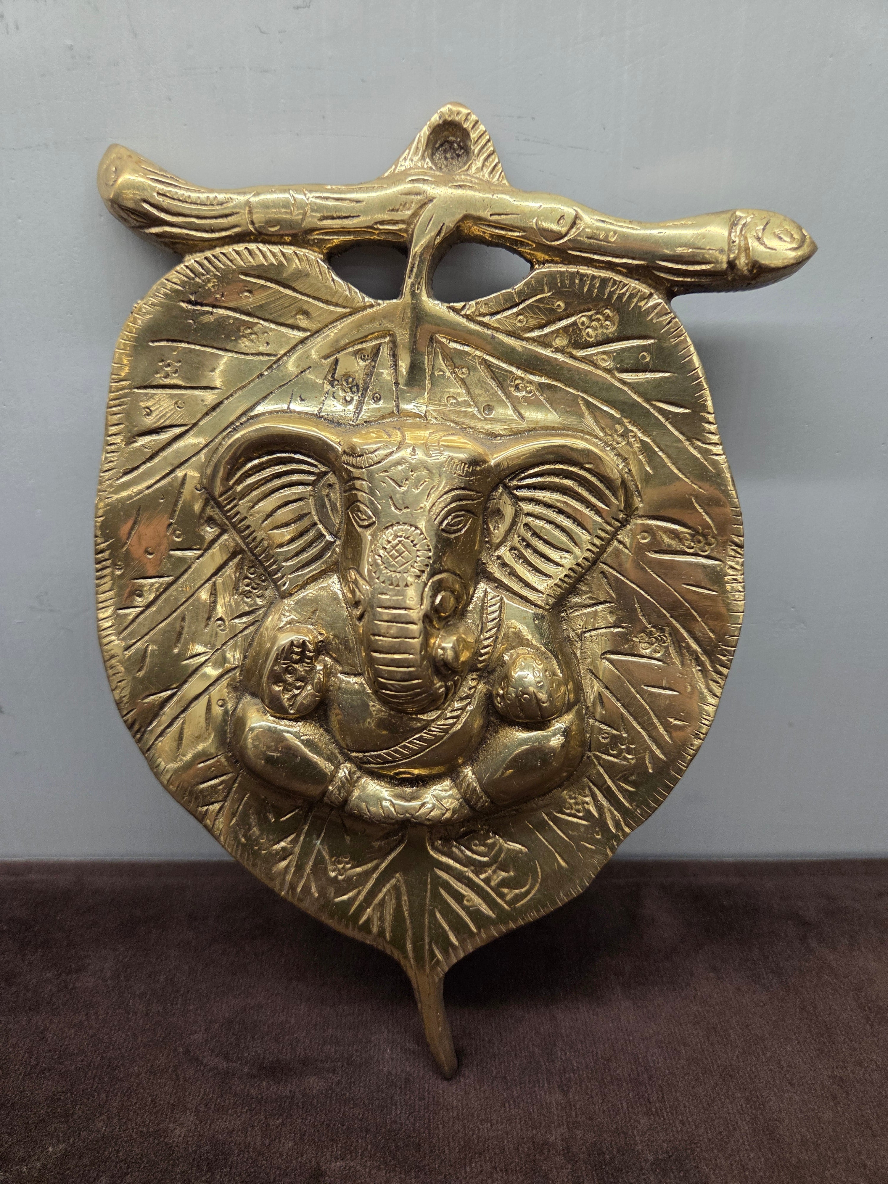 Brass Ganesha on Leaf