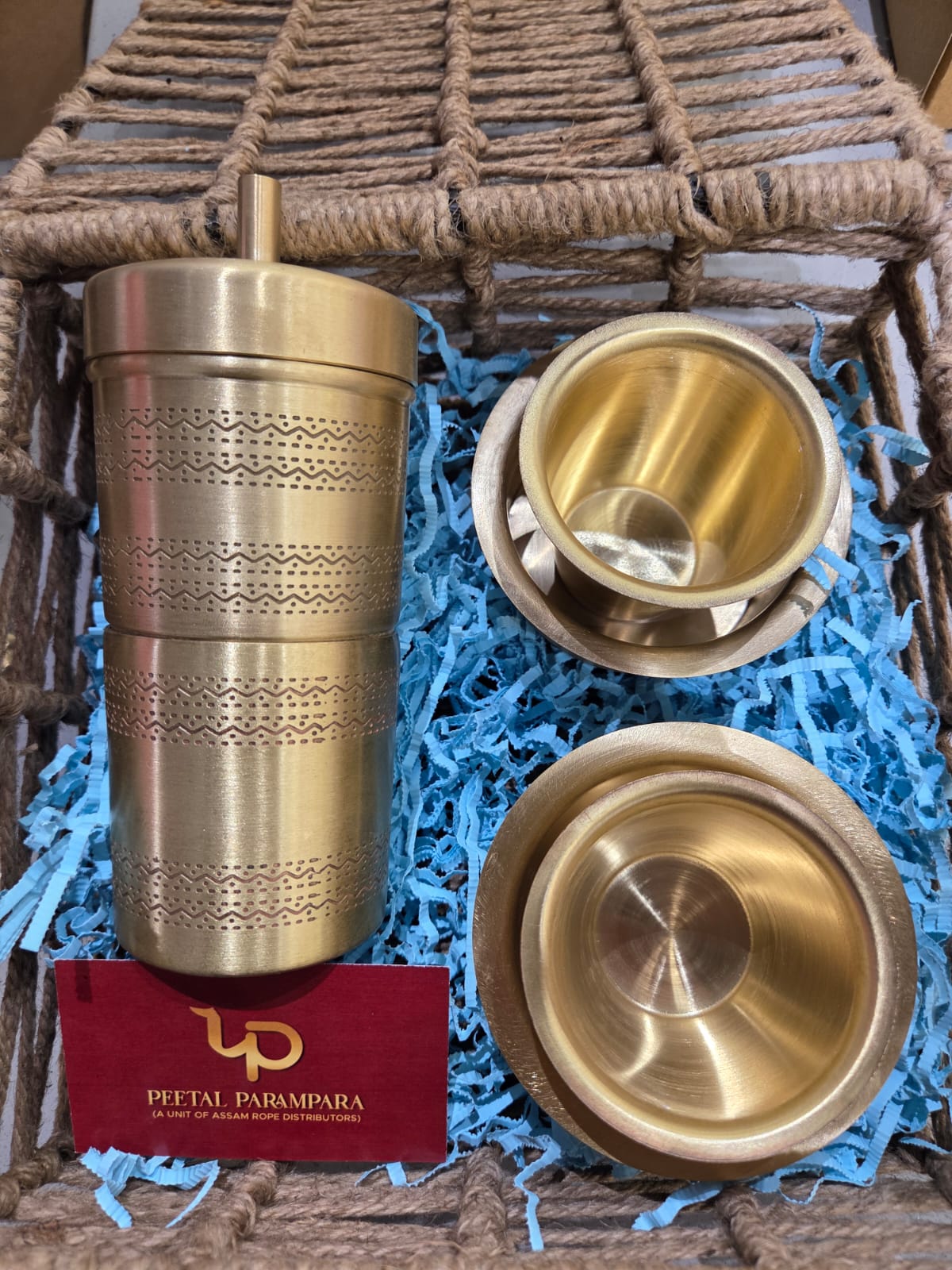Brass Coffee Filter and Cups Set